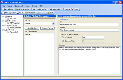 SimpleSend Email Transfer Screen Shot