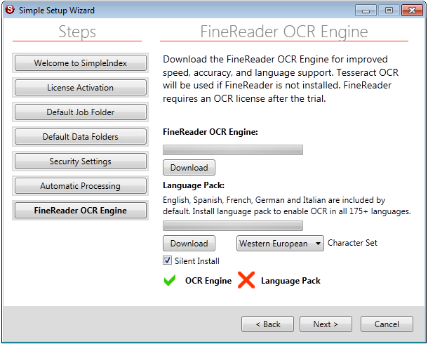SimpleIndex Simple Setup FineReader OCR Engine Steps