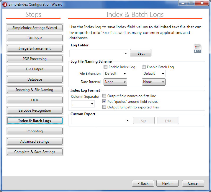 File:SimpleIndex Simple Setup Configuration Wizard Index Batch Logs Steps.png