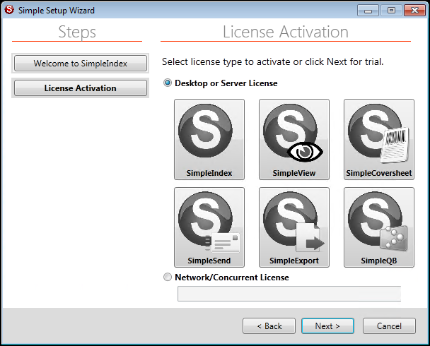 SimpleIndex Simple Setup License Activation