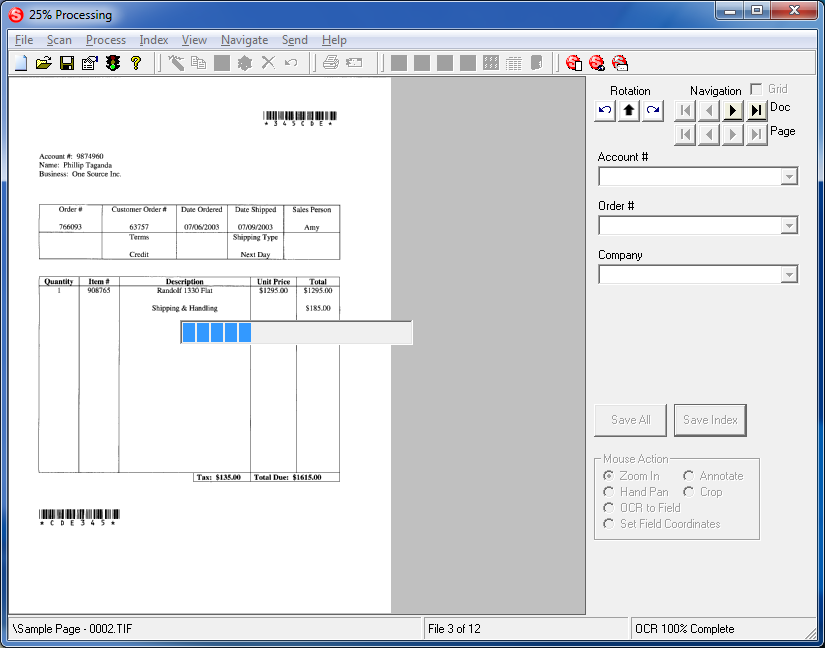 Simple Index Simple Process Running Jobs Sample Stage Screen