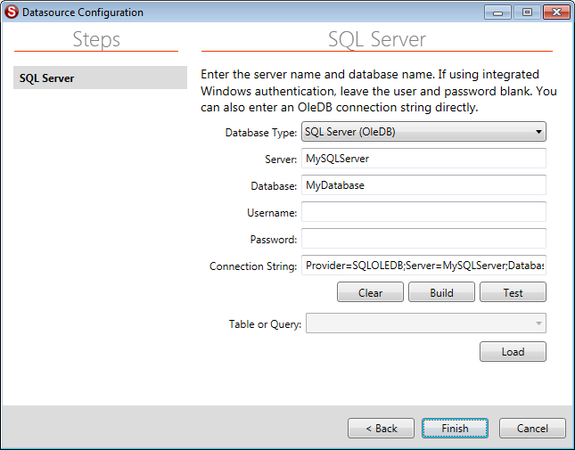 SimpleIndex Simple Setup Configuration Wizard SQL Server Settings Stage