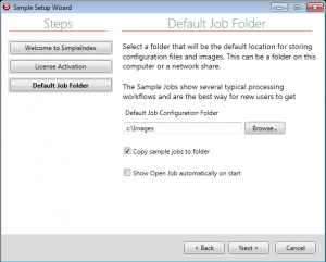 SimpleIndex Simple Setup Default Job Folder