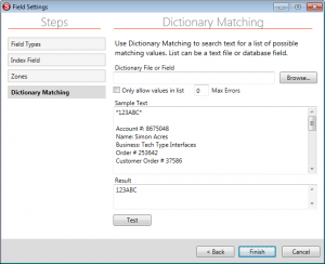 SimpleIndex Simple Setup Configuration Index Field Wizard Dictionary Matching