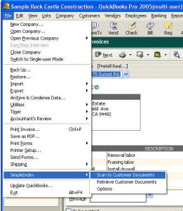 SimpleQB Quickbooks Scan OCR Menu Integration