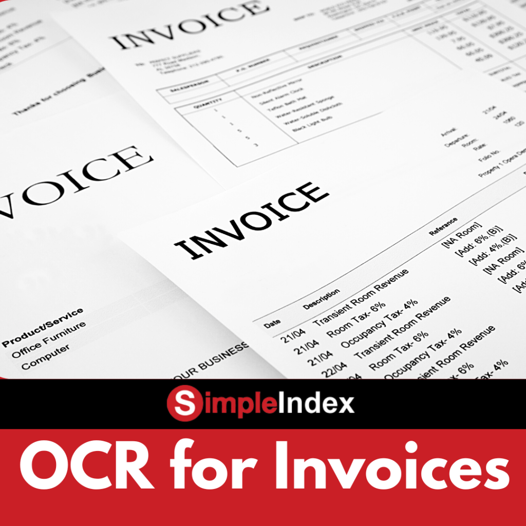 SimpleIndex OCR data capture technology and page layout analysis automatically identifies common invoice data elements (vendor, date, amount, invoice number, line item data, etc.) to automate data entry, eliminate errors, automate retrieval, match POs (Purchase Orders), validate quantities and prices, automate electronic document management and storage