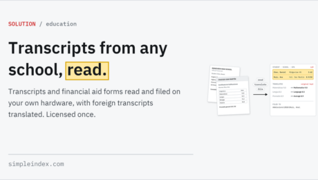 SimpleIndex share card: Education Transcripts from any school, read.