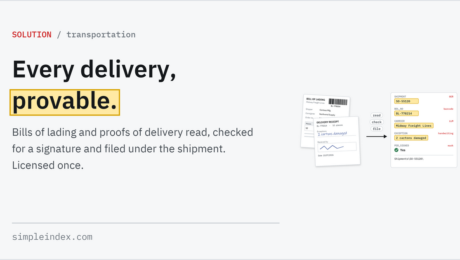 SimpleIndex share card: Transportation Every delivery, provable.